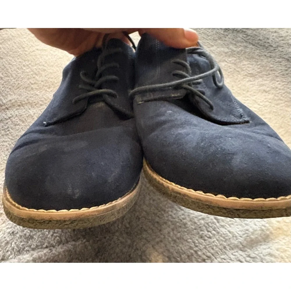 H&M Mens Navy Blue Faux Suede Derby Lace Up Dress Shoes Size 44‎ US 10.5 11